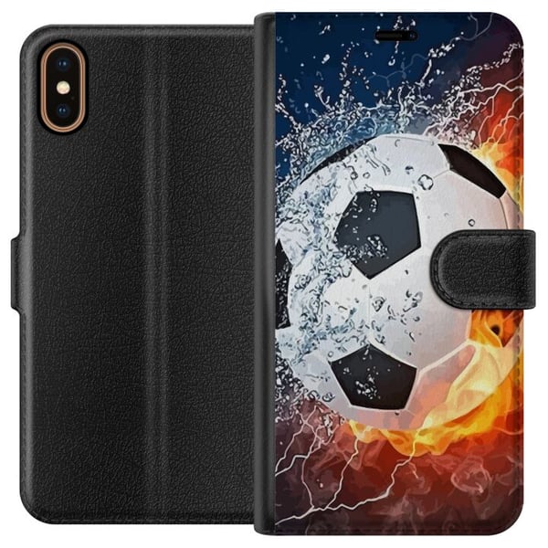 Kompatibelt Plånboksfodral till Apple iPhone X Fotboll Eld
