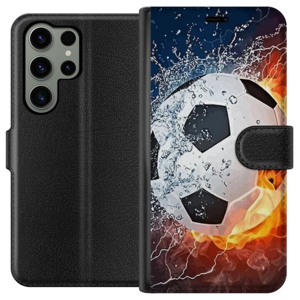 Kompatibel Tegnebogsetui til Samsung Galaxy S23 Ultra Fodbold Ild Kompatibel Tegnebogsetui til Samsung Galaxy S23 Ultra Fodbold Ild