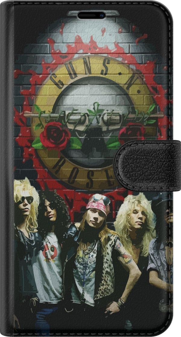 Yhteensopiva Lompakkokotelo Apple iPhone 11 Guns N' Roses -yhtye logon edessä, klassinen rock-aihe aidolla 80-luvun tunnelmalla