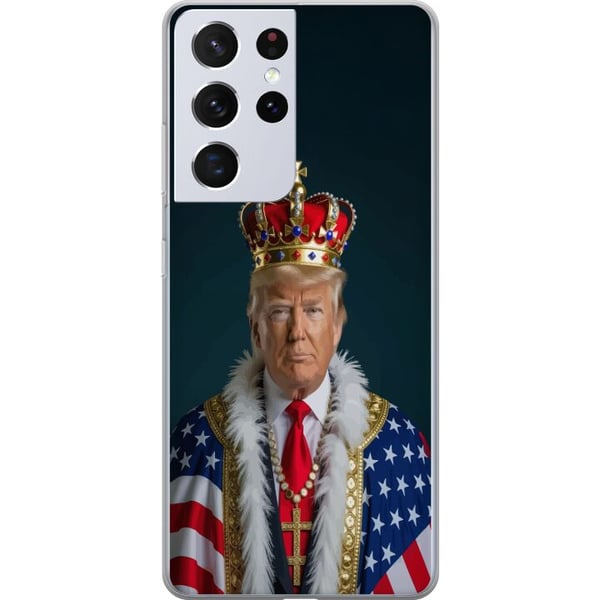 Kompatibel Mobilcover til Samsung Galaxy S21 Ultra 5G Portræt af Donald Trump klædt som konge med krone og en kappe i USA-flaget, symbolsk og provoke