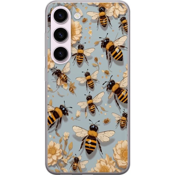Kompatibel Mobilcover til Samsung Galaxy S23 Bier og blomster blå baggrund naturinspireret design med charme og farve for et sommerligt udtryk