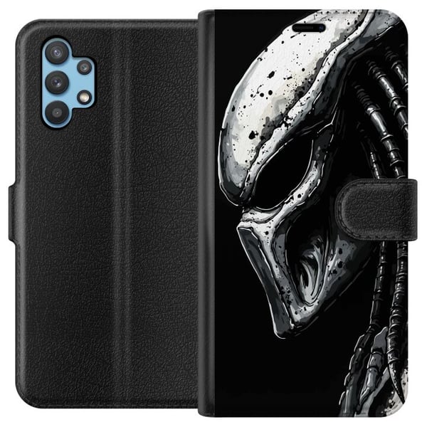 Kompatibelt Plånboksfodral till Samsung Galaxy A32 5G Dramatisk illustration av Predator-mask med metalliska texturer skuggor och detaljer som förstä Kompatibelt Plånboksfodral till Samsung Galaxy A32 5G Dramatisk illustration av Predator-mask med metalliska texturer skuggor och detaljer som förstä
