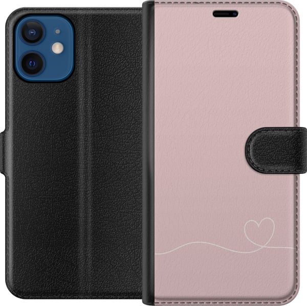 Kompatibel Tegnebogsetui til Apple iPhone 12 mini Lyserød Hjerne Design