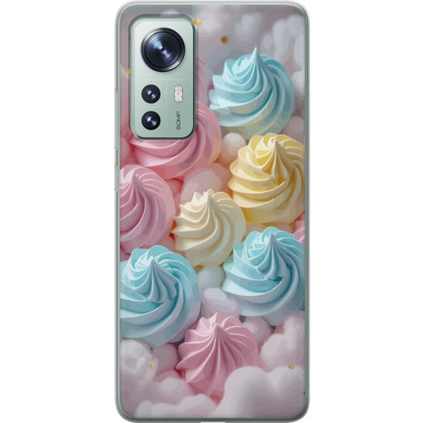 Yhteensopiva Puhelinkuori Xiaomi 12 Pastellimarenkikuvio karkkiväreissä vaaleanpunainen, sininen ja keltainen, suloinen leivontadesign leivonnaisten
