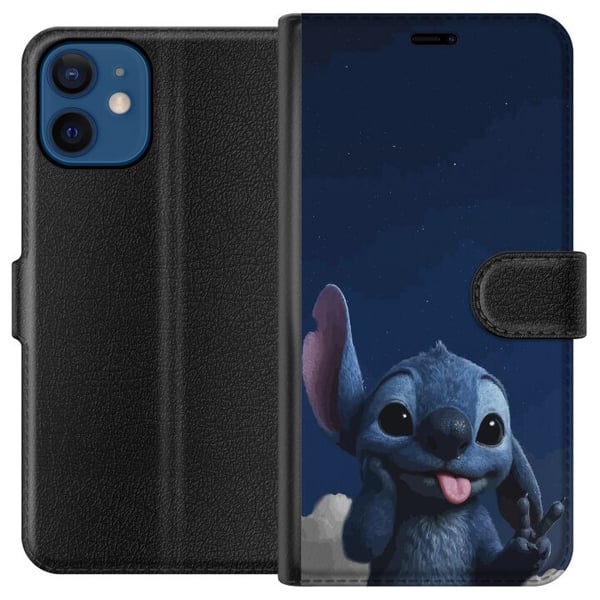 Kompatibel Tegnebogsetui til Apple iPhone 12 Stitch Disney blå alien Lilo og Stitch kawaii-karakter nattehimmel stjernehimmel sød tegnekunst