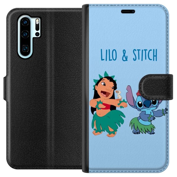 Yhteensopiva Lompakkokotelo Huawei P30 Pro Lilo ja Stitch tanssimassa hulatanssia värikkäässä trooppisessa kuvituksessa
