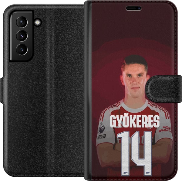 Yhteensopiva Lompakkokotelo Samsung Galaxy S21+ 5G Viktor Gyökeres Arsenal 14 Jalkapallohenkinen design, jossa Gyökeres on punaisessa pelipaidassa nu