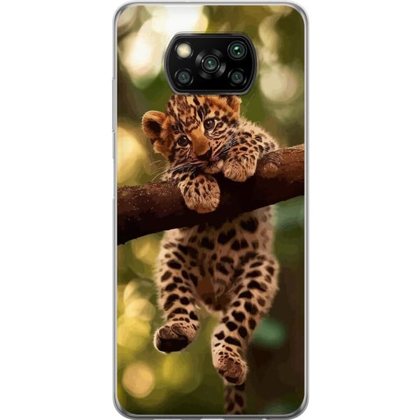 Kompatibel Mobilcover til Xiaomi Poco X3 NFC Leopardunge på gren med store øjne naturinspireret junglemotiv detaljerigt og charmerende i varm blød to