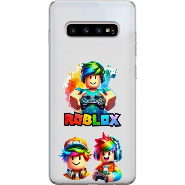 Kompatibelt Mobilskal till Samsung Galaxy S10+ Roblox Rainbow Gamer Design färgstark spelvärld med karaktärer i regnbågsfärger fylld av glädje och kr