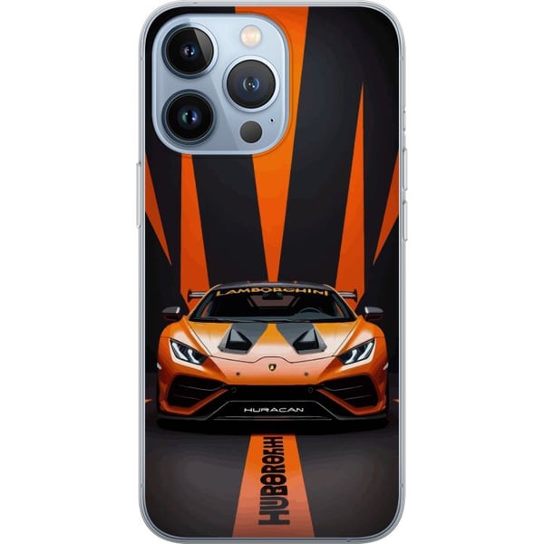 Kompatibelt Mobilskal till Apple iPhone 13 Pro Lamborghini Huracán orange supercar lyxbil sportbil racing front view automotive exotic fast poster