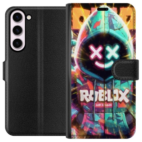Kompatibelt Lommeboketui til Samsung Galaxy S23+ Neonfarget Roblox-inspirert hoodiefigur med lysende effekter og energisk bakgrunn, kraftfull gaming-