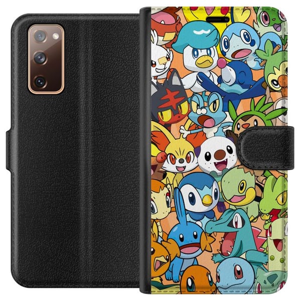 Kompatibelt Plånboksfodral till Samsung Galaxy S20 FE Pokémon design – Pikachu collage i färgstark illustration för samlare