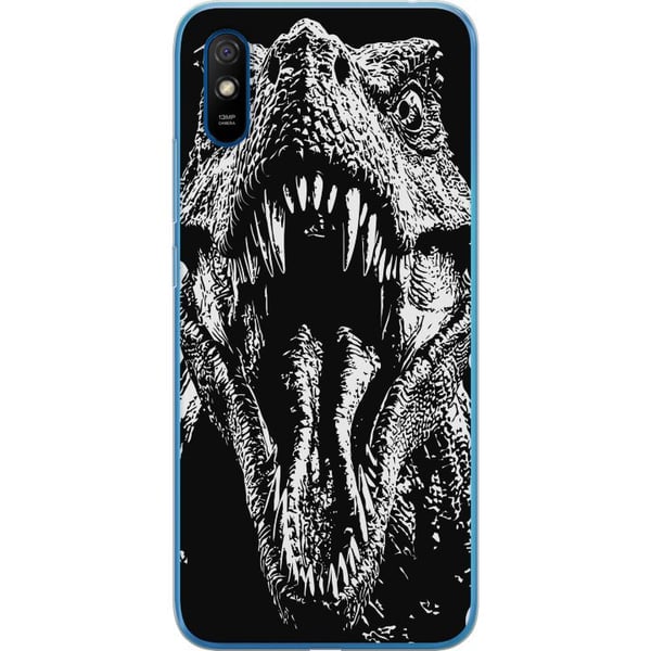 Kompatibelt Mobildeksel til Xiaomi Redmi 9A T-Rex brøl dinosaur episk svart-hvitt forhistorisk beist voldsomt brøl monster kunst illustrasjon plakat