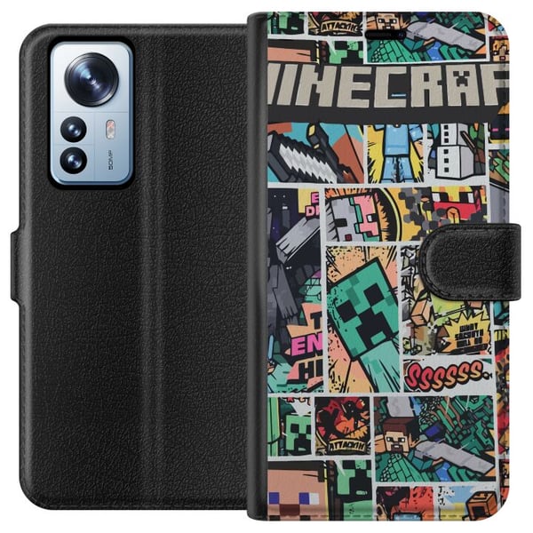 Kompatibelt Plånboksfodral till Xiaomi 12 Pro Minecraft Art