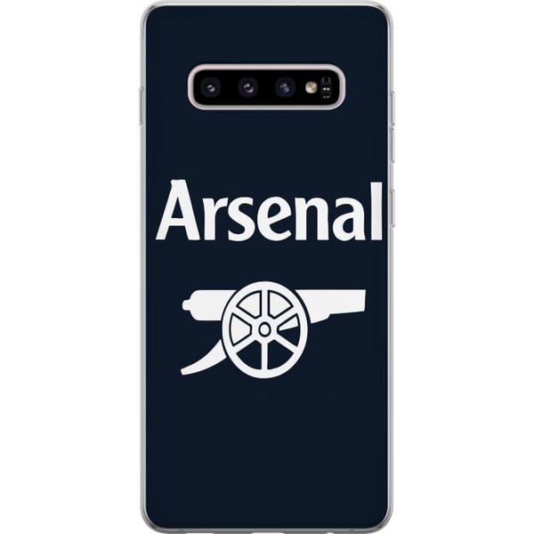 Kompatibelt Mobilskal till Samsung Galaxy S10+ Arsenal logga i mörkblått vitt klassiskt fotbollsmotiv för Premier League fans
