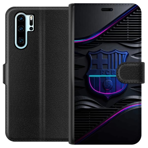 Kompatibel Tegnebogsetui til Huawei P30 Pro FC Barcelona-emblem i neonblåt og rosa med futuristisk metalfølelse Kompatibel Tegnebogsetui til Huawei P30 Pro FC Barcelona-emblem i neonblåt og rosa med futuristisk metalfølelse