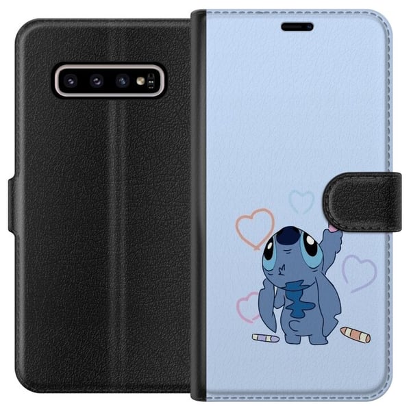 Kompatibelt Plånboksfodral till Samsung Galaxy S10+ Stitch Hjärtan