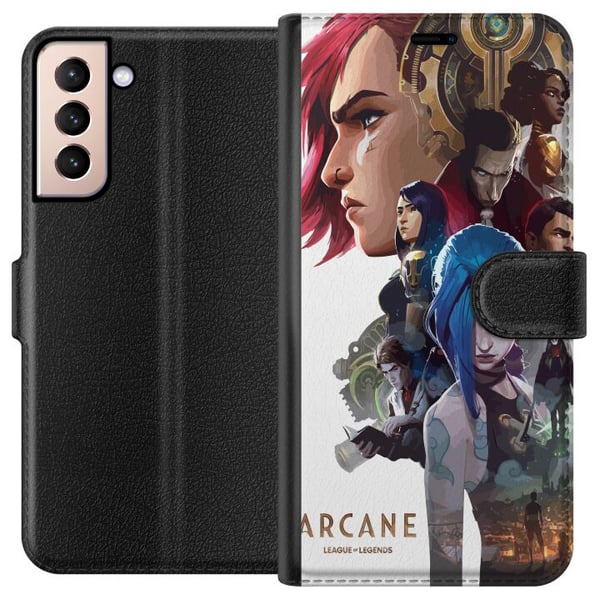 Kompatibelt Lommeboketui til Samsung Galaxy S21 Arcane LoL-plakat League of Legends Netflix-anime Jinx Vi spillkarakterer fanart fantasykunst