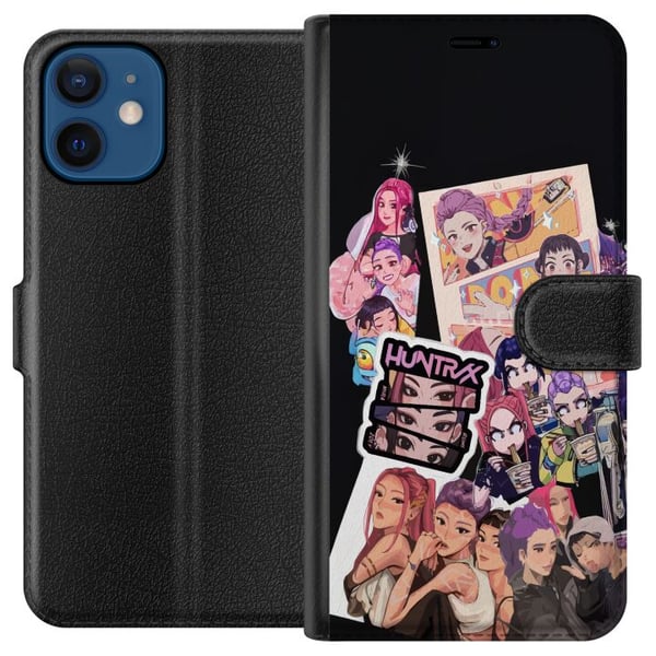 Kompatibelt Lommeboketui til Apple iPhone 12 HuntrX Manga Squad fargerikt motiv med KPop-inspirerte jenter i tegnet anime-stil med sterk energi
