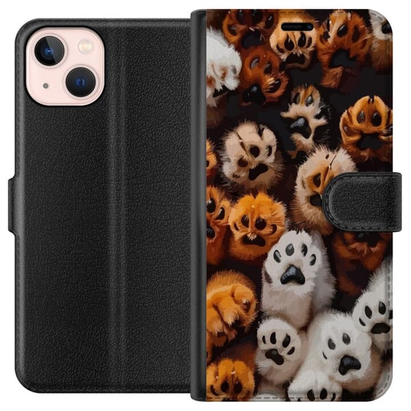 Kompatibelt Plånboksfodral till Apple iPhone 13 mini Djurens tassar i närbild gullig och detaljrik design fylld av värme mjukhet och lekfull energi