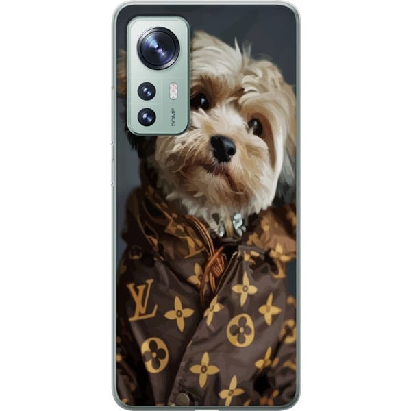 Yhteensopiva Puhelinkuori Xiaomi 12 Pieni koira ylellisyystakissa, tyylikäs ja hauska design muodin ystäville ja tyylikkäille koiranomistajille