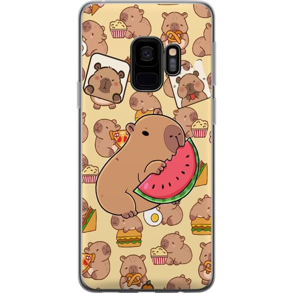 Kompatibelt Mobilskal till Samsung Galaxy S9 Capybara Snack Tid Söta capybaror njuter av vattenmelon pizza och popcorn i en varm och lekfull design s Kompatibelt Mobilskal till Samsung Galaxy S9 Capybara Snack Tid Söta capybaror njuter av vattenmelon pizza och popcorn i en varm och lekfull design s