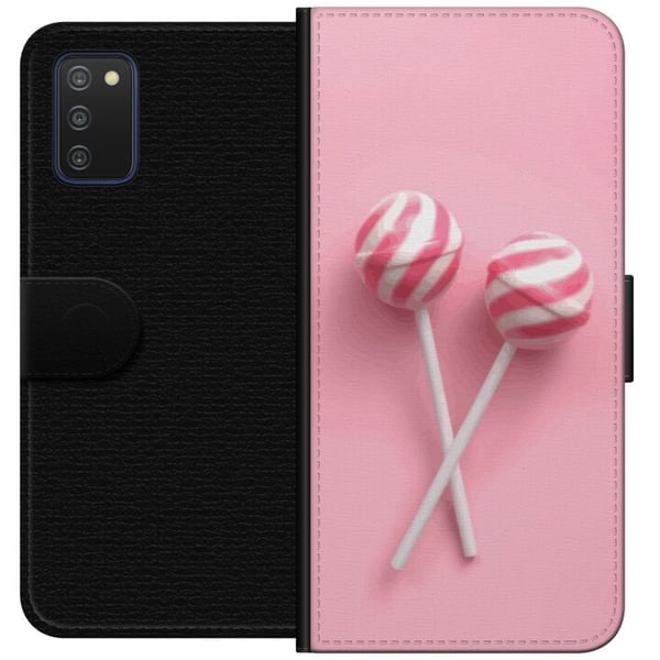Kompatibelt Lommeboketui til Samsung Galaxy A03s Rosa slikkepinner og godteridesign – Søtt pastellmotiv for trendy tilbehør