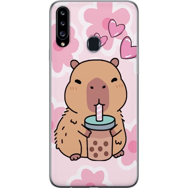 Kompatibelt Mobilskal till Samsung Galaxy A20s Kawaii Capybara Hjärtan Anime Stil Söt Design Djurmotiv TikTok Populärt Present Tjej
