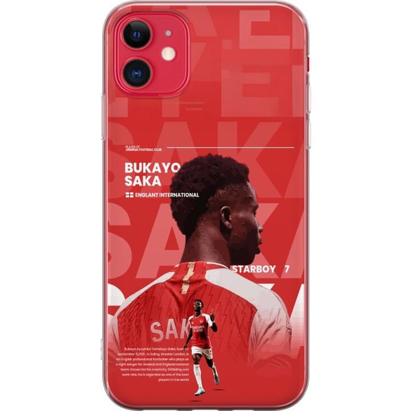 Kompatibel Mobilcover til Apple iPhone 11 Bukayo Saka Arsenal England 16 assists trods skade fodbold kantspiller hurtig kreativ offensiv kraft som er