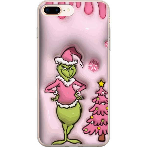 Kompatibel Mobilcover til Apple iPhone 8 Plus Grøn julefigur i lyserød nissedragt, sjovt og farverigt twist på den klassiske juledyrker for et humori
