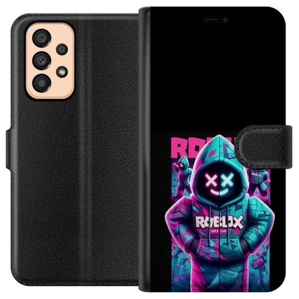 Yhteensopiva Lompakkokotelo Samsung Galaxy A33 5G Neon Roblox -huppari, jossa on siisti peliaihe, hehkuvat värit ja futuristinen ilme
