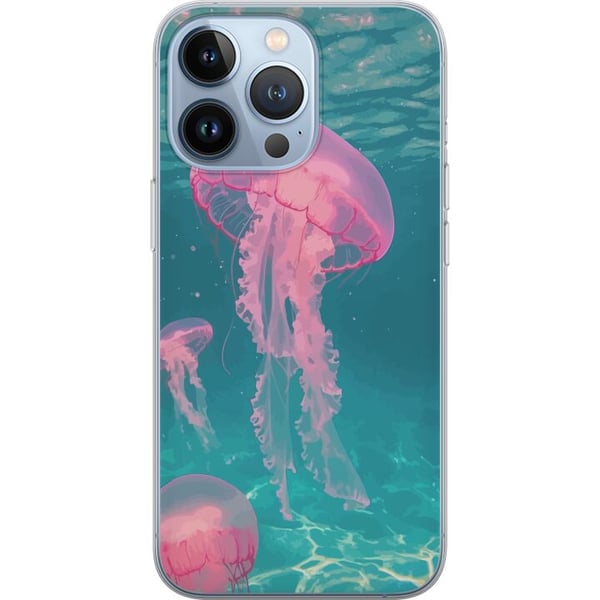 Kompatibel Mobilcover til Apple iPhone 13 Pro Lyserøde vandmænd i klart blåt hav, magisk undervandsdesign med rolig, drømmende stemning og pastelfarv