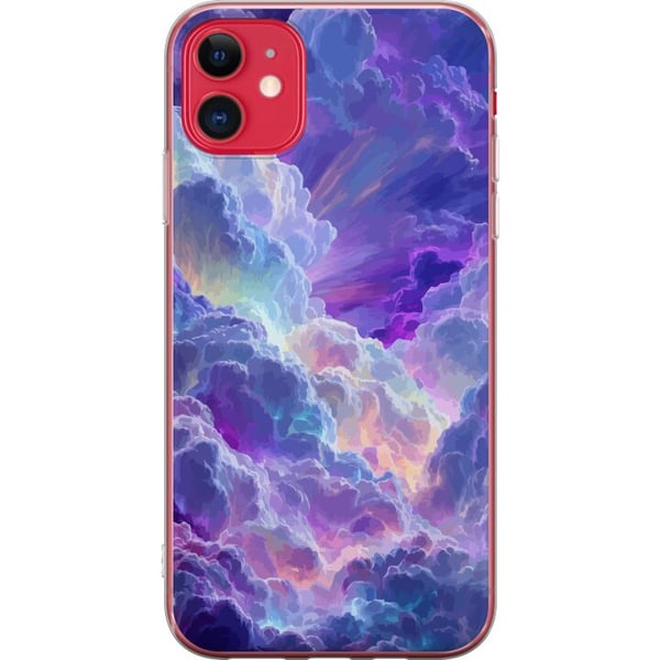 Kompatibelt Mobildeksel til Apple iPhone 11 Fantasilandskap av fargerike skyer i rosa, blått og lilla med myke former og lysstråler som gir en himmel