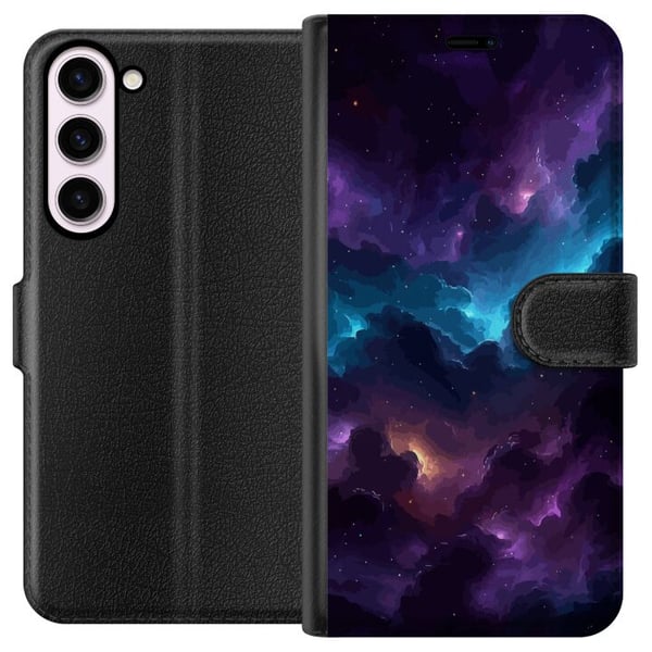 Kompatibelt Lommeboketui til Samsung Galaxy S23+ Kosmisk tåke med dype lilla og blå skyer, glødende lysåpninger, stjerneprikker og romfølelse som ska Kompatibelt Lommeboketui til Samsung Galaxy S23+ Kosmisk tåke med dype lilla og blå skyer, glødende lysåpninger, stjerneprikker og romfølelse som ska