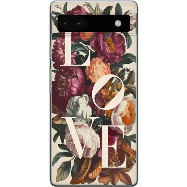 Yhteensopiva Puhelinkuori Google Pixel 6a Love-kukkakuvio pioneilla vintage-tyyliin, romanttinen ja lämmin design sinulle, joka rakastat klassista ka
