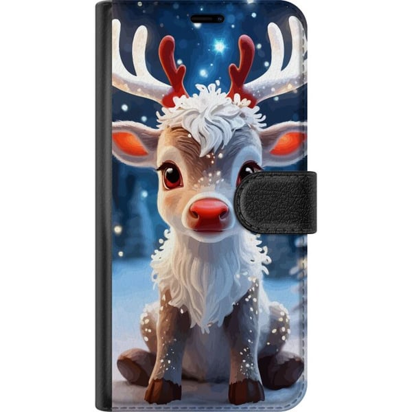 Kompatibelt Plånboksfodral till Samsung Galaxy A20e Söt ren vinter julmotiv kawaii reindeer snow lights bright magical christmas cute holiday poster