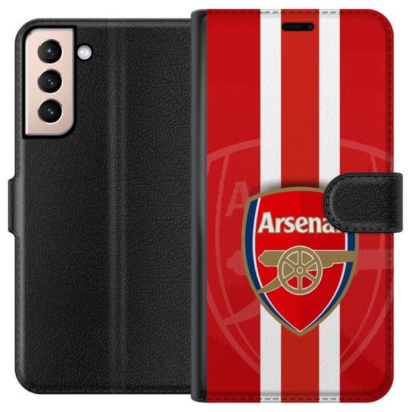 Yhteensopiva Lompakkokotelo Samsung Galaxy S21 Arsenal-logo punavalkoisella taustalla, klassinen jalkapallodesign seuran todellisille faneille