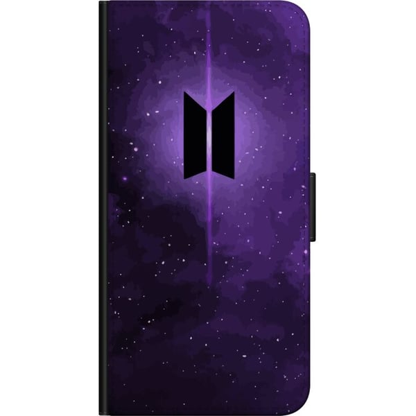 Kompatibelt Lommeboketui til Samsung Galaxy A03s BTS kpop-logo lilla galakse plakat romdesign koreansk band ARMY-symbol stjernehimmel musikk fan art
