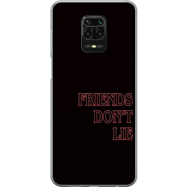 Kompatibel Mobilcover til Xiaomi Redmi Note 9S Stranger Things Friends Don’t Lie – neonrødt tekstdesign med populært Stranger Things-citat fra serien