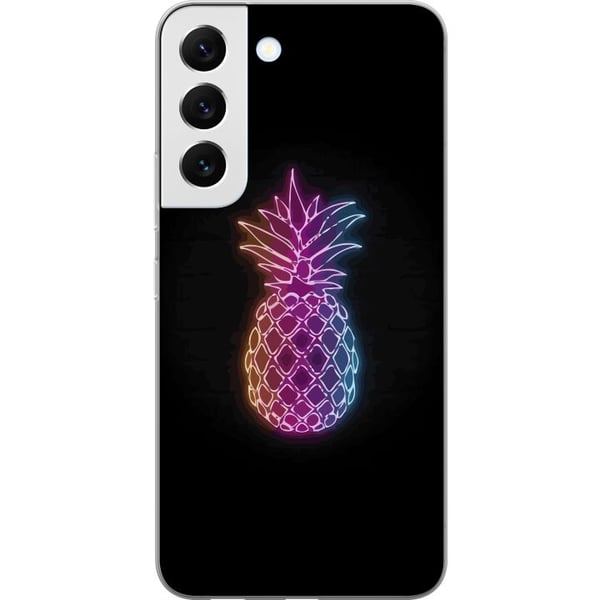 Yhteensopiva Puhelinkuori Samsung Galaxy S22 5G Neonkuvitus ananaksesta värikkäässä valossa mustaa taustaa vasten leikkisällä tyylillä