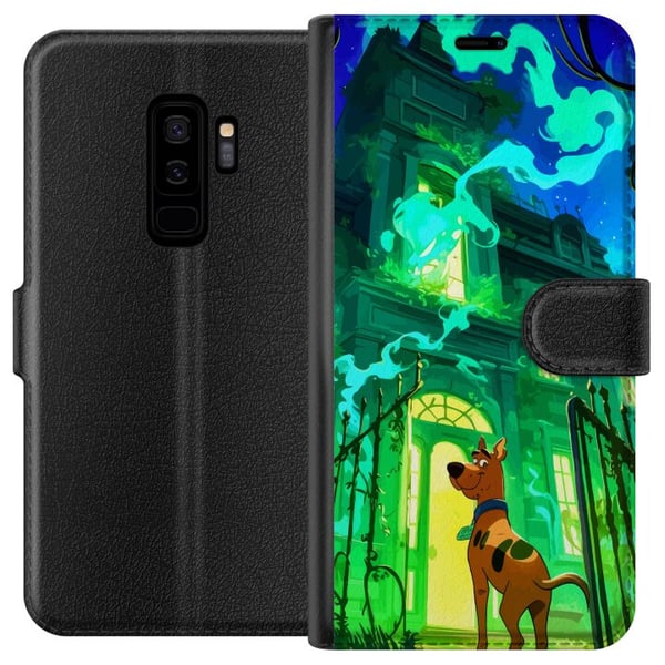 Kompatibelt Plånboksfodral till Samsung Galaxy S9+ Scooby Doo haunted house poster cartoon mystery hund ghost green spooky Halloween retro series art