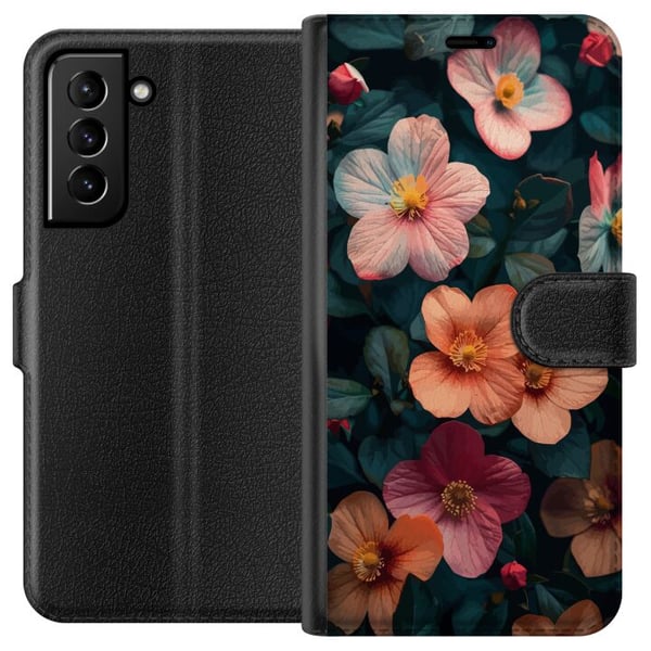 Kompatibel Tegnebogsetui til Samsung Galaxy S21+ 5G Blomster Kompatibel Tegnebogsetui til Samsung Galaxy S21+ 5G Blomster