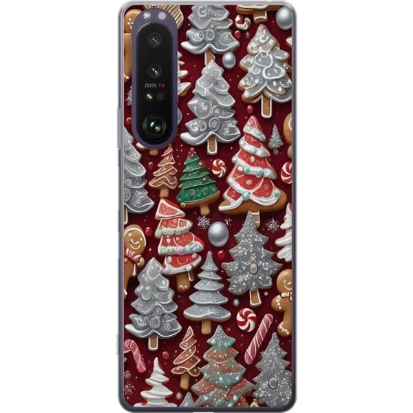 Kompatibel Mobilcover til Sony Xperia 1 III Julemotiv med peberkager, grantræer og vinterstemning
