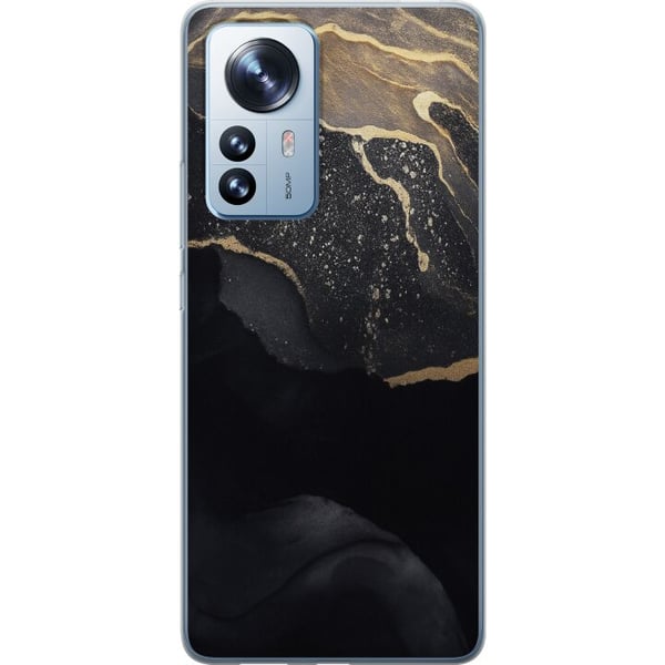 Kompatibelt Mobilskal till Xiaomi 12 Pro Svart guld abstrakt