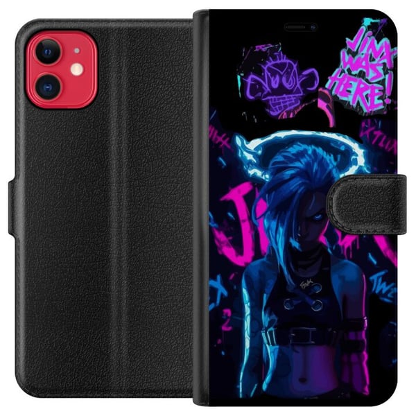 Kompatibel Tegnebogsetui til Apple iPhone 11 Arcane Jinx plakat League of Legends LoL graffiti neon anime Netflix spilkarakter fanart-design Kompatibel Tegnebogsetui til Apple iPhone 11 Arcane Jinx plakat League of Legends LoL graffiti neon anime Netflix spilkarakter fanart-design