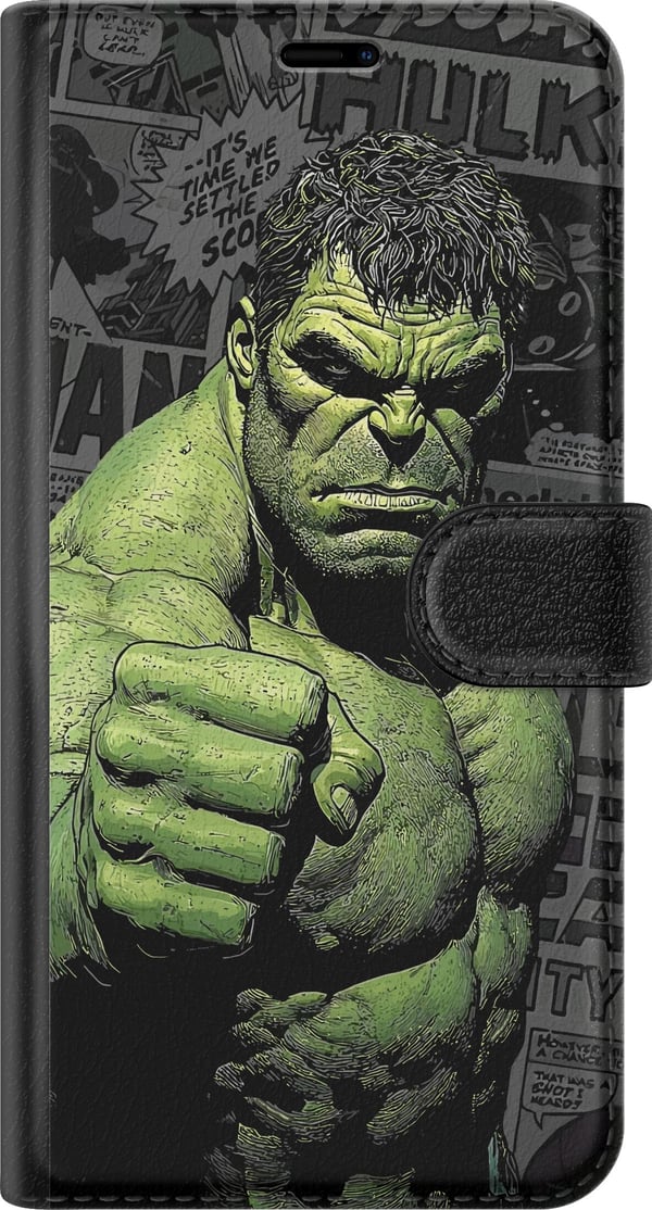 Kompatibelt Plånboksfodral till Samsung Galaxy S21+ 5G Hulk motiv i serietidningsstil kraftfull design med gröna nyanser för Marvel och superhjältefa