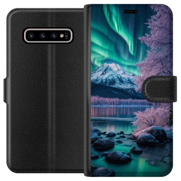 Kompatibelt Plånboksfodral till Samsung Galaxy S10+ Norrsken