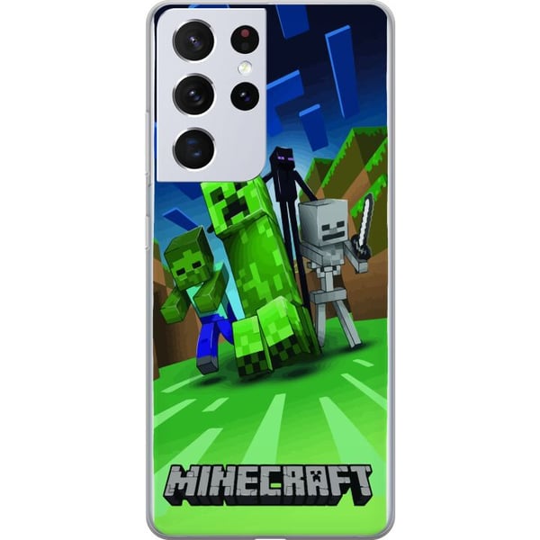 Kompatibel Mobilcover til Samsung Galaxy S21 Ultra 5G Minecraft Creeper mobilskal i klassisk grön pixelstil