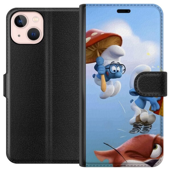 Kompatibelt Lommeboketui til Apple iPhone 13 mini Smurfene plakat blå tegneseriefigurer retro tegnefilm Schtroumpfs serie barndom klassiske figurer d Kompatibelt Lommeboketui til Apple iPhone 13 mini Smurfene plakat blå tegneseriefigurer retro tegnefilm Schtroumpfs serie barndom klassiske figurer d