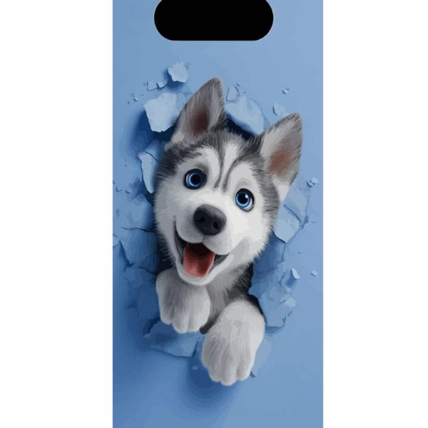 Yhteensopiva Lompakkokotelo Apple iPhone 13 Pro Suloinen huskynpentu kurkistaa rikkinäisen seinän läpi suuret siniset silmät loistaen pehmeässä 3D-ty